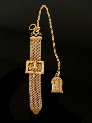Antique Fancy Gold Filled Pocket Watch Fob Clip Chain 995b