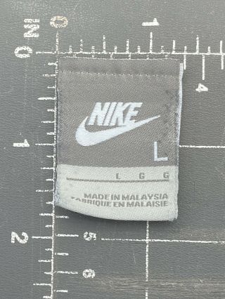 Nike Swoosh Logo Patch Tag Gray Grey White Apparel Sportswear Brand Size Large L