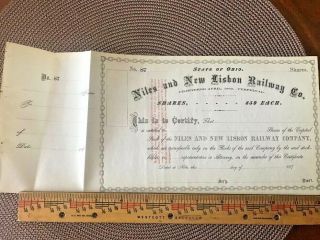 Railroad Stock Certificate Niles & Lisbon Railway Co State Of Ohio