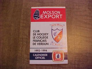 Rare 1993 - 94 Club De Hockey Le College Francais De Verdun Hockey Schedule