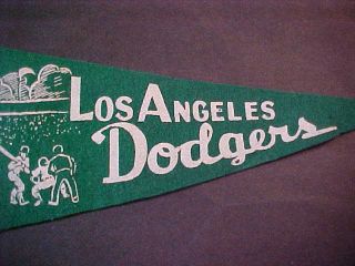 Vintage Los Angeles Dodgers 1960 ' s Pennant Green with White Baseball 8x4 inch 3