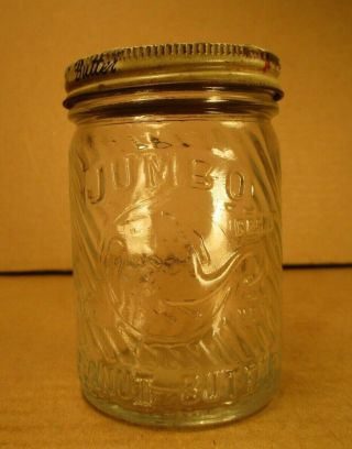 Vintage 7oz.  Jumbo Peanut Butter Jar With Lid /