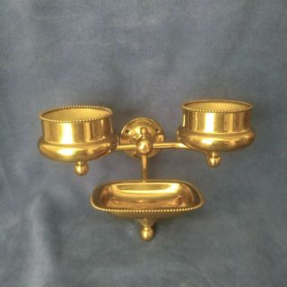 Vintage Brass Bathroom Double Cup Holder Soap Dish Wall Mounted