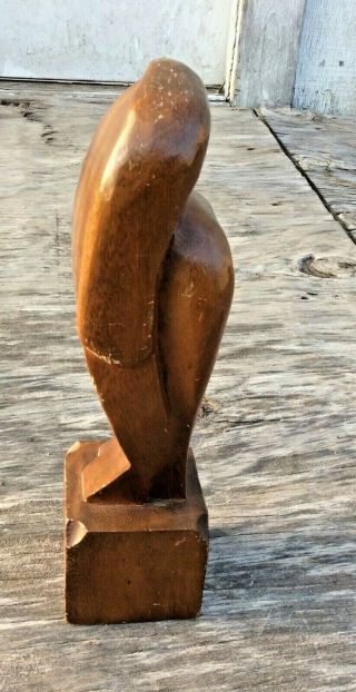 Vintage Wood Art Sculpture Couple Man & Woman Dark Wood Figurine 10 