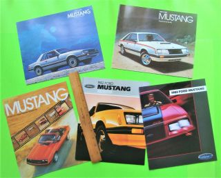 5 Diif 1979,  80,  81,  82,  83 Ford Mustang Color Brochures 100 - Pgs Cobra Nr -