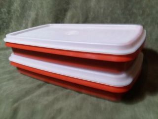 2 Vintage Tupperware Deli Cheese Meat Keepers 816 Paprika With Sheer Lids 817