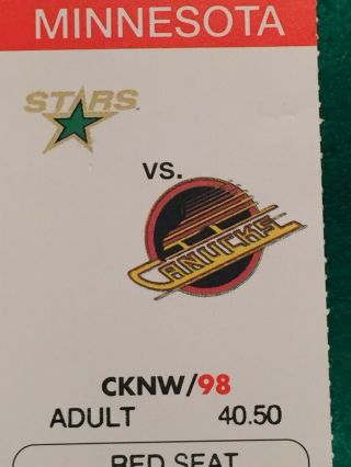 Vancouver Canuck NHL Game Stubs,  Vs Dallas Stars,  and Quebec Nordiques 3