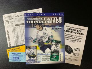 2004 Seattle Thunderbirds Whl Program & Tickets Vs Portland Winter Hawks Sked,