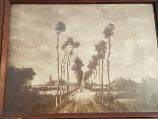 Vintage Antique Tropical Palm Tree Island Plantation Picture In Frame 2