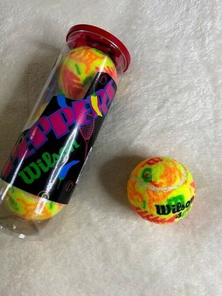 Vintage Wilson Peppers Tennis Balls In Can,  Neon