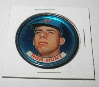1965 Baseball Old London Space Magic Coin Pin Ron Hunt York Mets V7