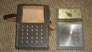 Vintage Rca Victor Transistor Radio W/original Leather Case Model 3rh32 Antique