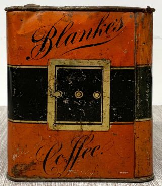 Antique Blanke ' s Oak Lawn Coffee Tin Can C.  F.  Blanke Tea Coffee Co.  St.  Louis Mo 3