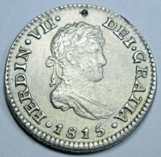 1815 Spanish Mexico Silver 1/2 Reales Old Antique 1800 