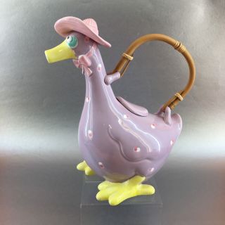 Fitz & Floyd Vintage 1985 Mother Goose Purple Pottery Porcelain Teapot