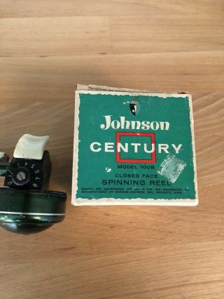 Vintage Fishing Reel Johnson Century Model 100B Made In USA.  Nonworking 3