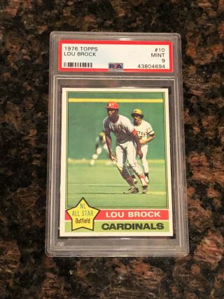1976 Topps Lou Brock St.  Louis Cardinals 10 Baseball Card Psa 9