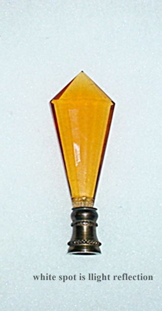Antique Vintage Czech Art Deco Amber Lamp Finial Brass Base 3 ¼”