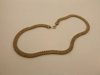 Antique Victorian Yellow Gold Filled Mesh Link Chain Necklace 18.  5 " L 18.  38g 7mm