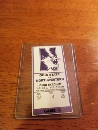 1993 Ohio State Vs Northwestern Football Ticket Stub