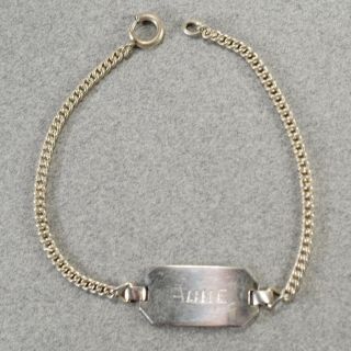 Vintage Ww Ii Sterling Silver Anne Sweet Heart Bracelet 7 Inch - - 1611