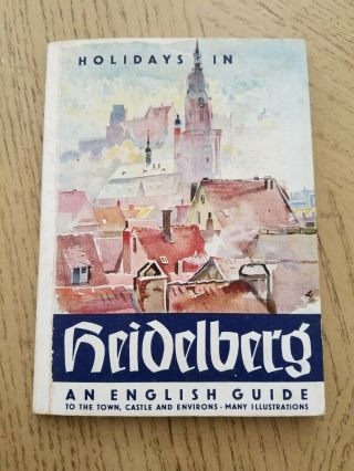 Vintage 1949 Heidelberg Germany City Tourist English Guide Booklet,  Color Map