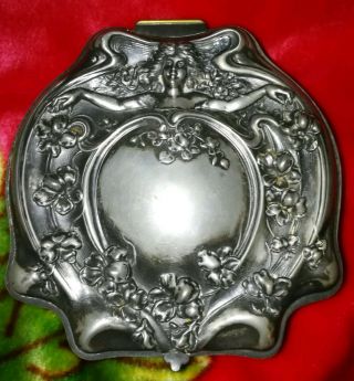 1905 Victor Silver Co Quadruple Plate Jewelry Box 6 " X6 " X2 3/4 " T Lady Flowers