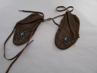 Vintage Native American Indian Childs Beaded Moccasins Size 5