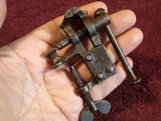 Vintage Antique Well Made Small Clamp Vice With Anvil,
