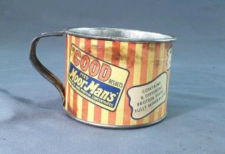 Vtg.  MoorMan ' s Dairy Cow Mintrate Measuring Cup farm feed Tin Advertisement sign 2