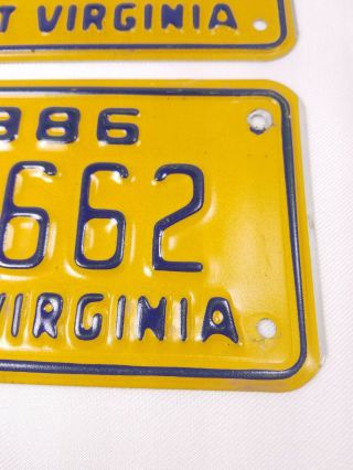 two 1980s West Virginia motorcycle bike plates 1988 1986 3