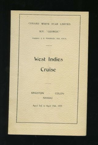 1935 Mv Georgic Concert Program - West Indies Cruise - Cunard White Star Line