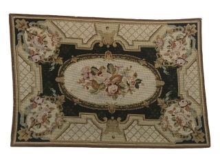 Vintage Handmade Wall Hanging Rug Tapestry Needlepoint Embroidery 35 X 23 Floral