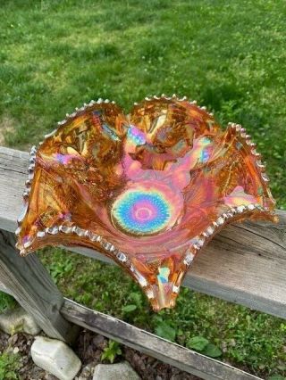 Antique Imperial Glass Fashion Marigold Carnival Punch Bowl (no Base)