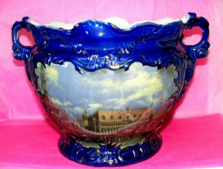 Vtg,  /antique Large Cobalt Pottery Blue Vase 9 " Tall (heavy)