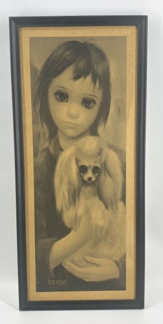 Vintage Margaret Keane Kid With Dog Framed Print " Best Friend " Big Eyes