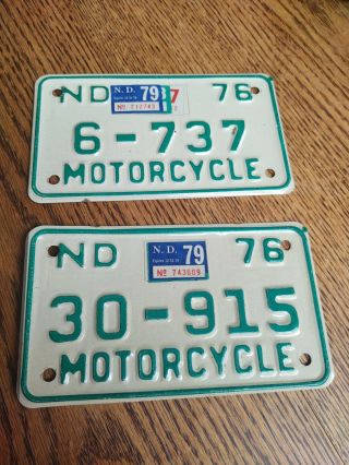 2 - 1976 North Dakota Motorcycle License Plates
