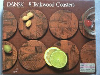 Vtg Mid Century Danish Modern Jhq Dansk Designs Siamese Teak Wood Coaster Set 8
