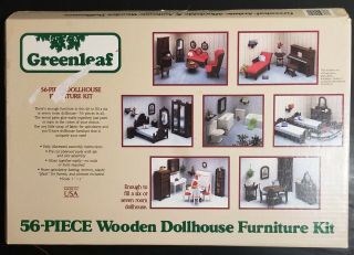 Vintage Greenleaf 56 Piece Wooden Dollhouse Furniture Kit