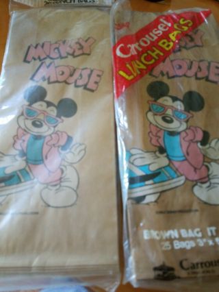 Vintage Carrousel Walt Disney Mickey Mouse Lunch Bags 40 Bags