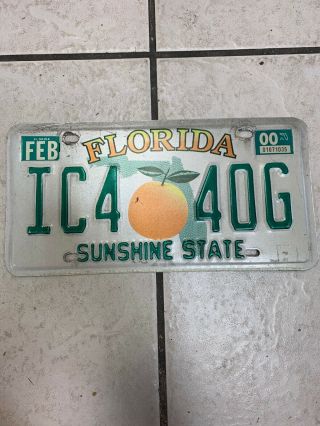 License Tag Sunshine State Florida License Plate Ic4 4og Expired 02/00