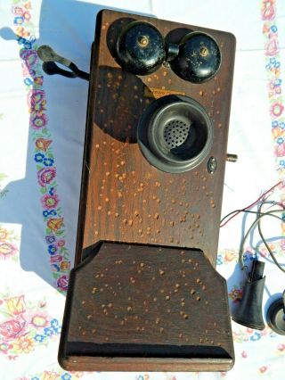 Antique Western Electric Oak Wood Wall Crank Telephone Parts And Repair