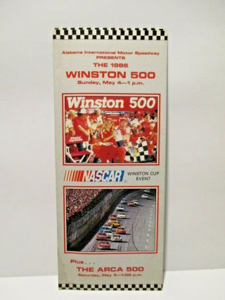 Vtg Alabama Intl Motor Speedway Winston 500 May 1986 Nascar Ticket Brochure Ad