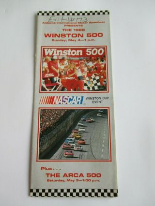 Vtg Alabama Int Motor Speedway Winston 500 May 1986 Nascar Ticket Brochure Ad