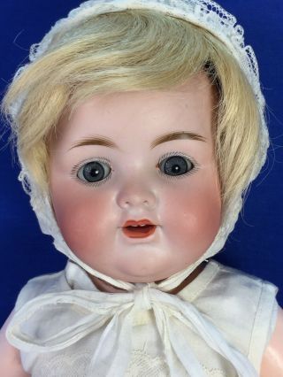 Antique Am 990 Bisque Baby Doll 19 " German Armand Marseille Blonde W Blue Eyes