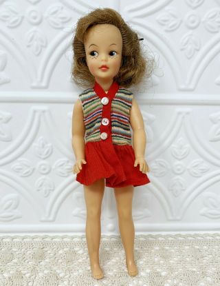 Vtg 1964 Ideal Tammy Family Doll Pepper G - 9 - W Body G - 9 - E Head 9 " Dress