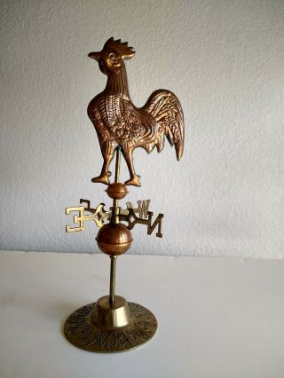 Vintage Brass & Copper Weathervane Chicken Rooster Farmhouse Country Home Décor
