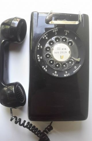 Vintage ITT Black Wall Mount Rotary Dial Telephone 1978 Northern Telecom Canada 2