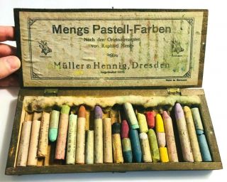 Antique Mengs Pastell Farben Muller & Hennig Pastel Set Dresden Germany Nc