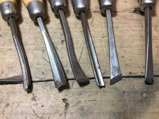 Vintage MILLERS FALLS Wood Carving Tool Set of (6) Gouges Chisels 3